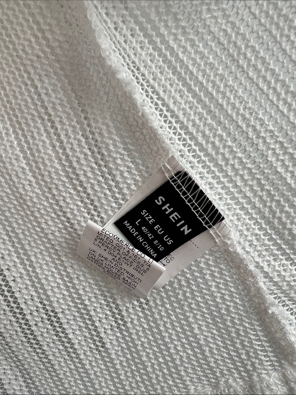 *NEW* SHEIN White Open-Front Ribbed Knit Cardigan Size L or 8/10 - Picture 5 of 7